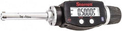 Starrett - 3/8" to 1/2", IP67, Carbide Face Electronic Inside Micrometer - 0.00005" Resolution, 0.00015" Accuracy, 2-1/4" Gage Depth - Eagle Tool & Supply