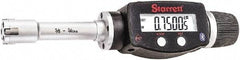 Starrett - 5/8" to 3/4", IP67, Carbide Face Electronic Inside Micrometer - 0.00005" Resolution, 0.00015" Accuracy, 2-3/8" Gage Depth - Eagle Tool & Supply