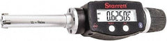 Starrett - 1/2" to 5/8", IP67, Carbide Face Electronic Inside Micrometer - 0.00005" Resolution, 0.00015" Accuracy, 2-3/8" Gage Depth - Eagle Tool & Supply