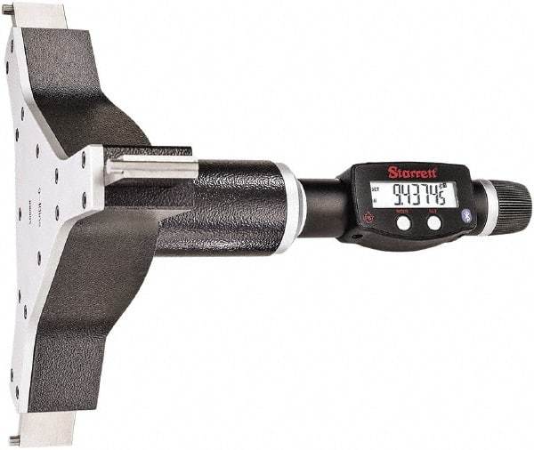 Starrett - 9" to 10", IP67, Carbide Face Electronic Inside Micrometer - 0.00005" Resolution, 0.0003" Accuracy, 4-5/8" Gage Depth - Eagle Tool & Supply