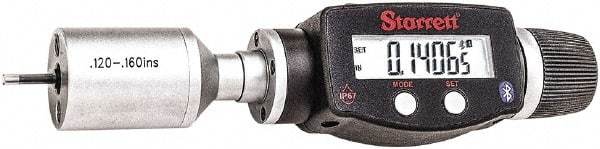 Starrett - 0.12" to 0.16", IP67, Carbide Face Electronic Inside Micrometer - 0.00005" Resolution, 0.00015" Accuracy, 15/32" Gage Depth - Eagle Tool & Supply