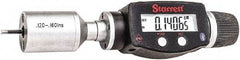 Starrett - 0.12" to 0.16", IP67, Carbide Face Electronic Inside Micrometer - 0.00005" Resolution, 0.00015" Accuracy, 15/32" Gage Depth - Eagle Tool & Supply
