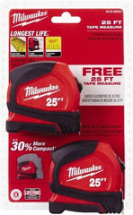 Milwaukee Tool - 25' x 1" Tape Measure - 1/16" Graduation - Eagle Tool & Supply