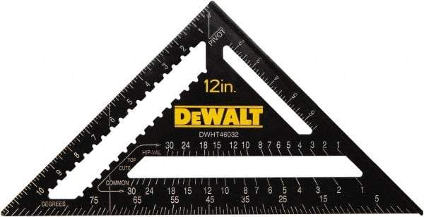 DeWALT - 12" Blade Length x 12" Base Length, Aluminum Rafter Square - 1/8" Graduation, 10.1" Base Width - Eagle Tool & Supply