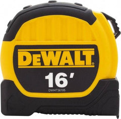 DeWALT - 16' x 1-1/8" Tape Measure - 1/16" Graduation, Inch Graduation Style - Eagle Tool & Supply