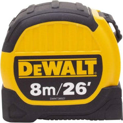 DeWALT - 26' x 1-1/8" Tape Measure - 1/16" & 1 cm Graduation, Inch & Metric Graduation Style - Eagle Tool & Supply