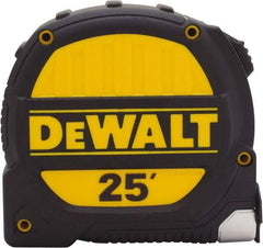 DeWALT - 25' x 1-1/4" Tape Measure - 1/16" Graduation, Inch Graduation Style - Eagle Tool & Supply