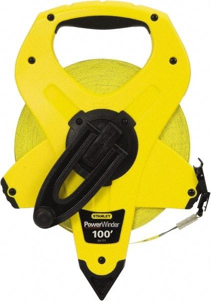 Stanley - 100' x 1/2" Tape Measure - 1/16" Graduation, Inch & Metric Graduation Style - Eagle Tool & Supply
