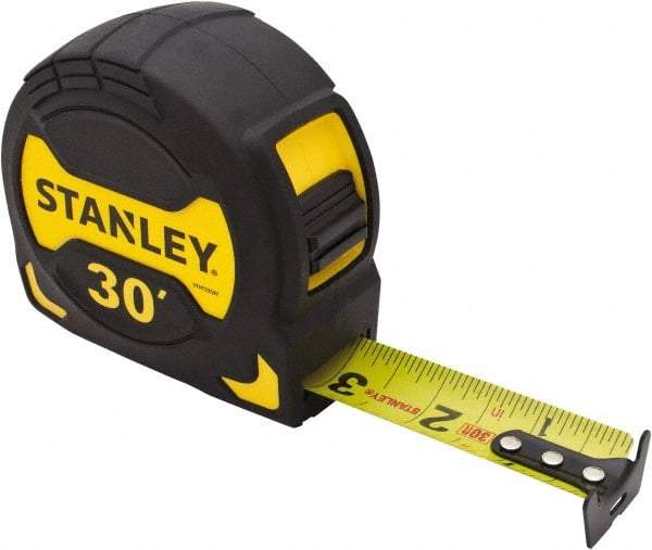 Stanley - 30' x 1-1/8" Tape Measure - 1/16" Graduation, Inch Graduation Style - Eagle Tool & Supply