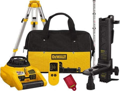 DeWALT - 1,000' Measuring Range, 1/4" at 100' Accuracy, Self-Leveling Rotary Laser - ±5° Self Leveling Range, 150, 300 & 600 RPM, 1 Beam, 2 D Alkaline Battery Included - Eagle Tool & Supply