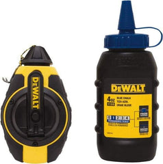 DeWALT - 100' Long Reel & Chalk Set - Yellow & Black, Includes 4 oz Blue Chalk - Eagle Tool & Supply