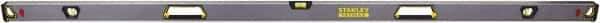 Stanley - 72" Long 3 Vial Box Beam Level - Aluminum, Black/Silver/Yellow, 1 Level & 2 Plumb Vials - Eagle Tool & Supply