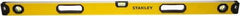 Stanley - 48" Long 3 Vial Box Beam Level - Aluminum, Yellow, 1 Level & 2 Plumb Vials - Eagle Tool & Supply