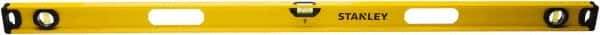 Stanley - Magnetic 48" Long 3 Vial I-Beam Level - Aluminum, Yellow, 1 Level & 2 Plumb Vials - Eagle Tool & Supply