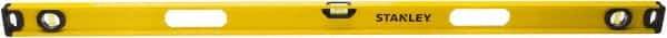 Stanley - 48" Long 3 Vial I-Beam Level - Aluminum, Yellow, 1 Level & 2 Plumb Vials - Eagle Tool & Supply