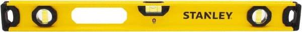 Stanley - Magnetic 24" Long 3 Vial I-Beam Level - Aluminum, Yellow, 1 Level & 2 Plumb Vials - Eagle Tool & Supply