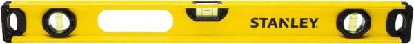 Stanley - 24" Long 3 Vial I-Beam Level - Aluminum, Yellow, 1 Level & 2 Plumb Vials - Eagle Tool & Supply