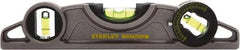 Stanley - Magnetic 9" Long 3 Vial Torpedo Level - ABS Plastic, Silver, 1 45°, 1 Level & 1 Plumb Vials - Eagle Tool & Supply