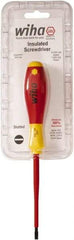 Wiha - 4.5mm Blade Width, Standard Slotted Screwdriver - 100mm Blade Length, Solid/Hex Shank - Eagle Tool & Supply