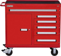 Proto - 6 Drawer Steel Tool Roller Cabinet - 45" Wide x 42-1/2" High x 21-3/8" Deep, Ball Bearing Drawer Slides, Red - Eagle Tool & Supply