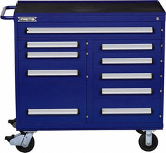 Proto - 10 Drawer Steel Tool Roller Cabinet - 45" Wide x 42-1/2" High x 21-3/8" Deep, Ball Bearing Drawer Slides, Blue - Eagle Tool & Supply