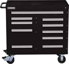 Proto - 10 Drawer Steel Tool Roller Cabinet - 45" Wide x 42-1/2" High x 21-3/8" Deep, Ball Bearing Drawer Slides, Black - Eagle Tool & Supply