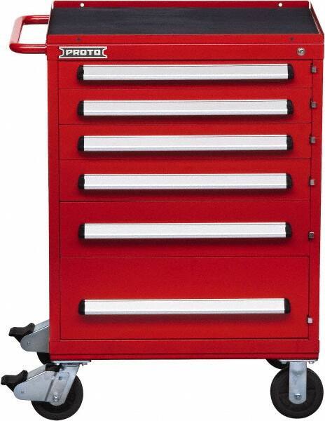 Proto - 6 Drawer Steel Tool Roller Cabinet - 30" Wide x 42-1/2" High x 21-3/8" Deep, Ball Bearing Drawer Slides, Red - Eagle Tool & Supply