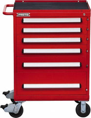 Proto - 6 Drawer Steel Tool Roller Cabinet - 30" Wide x 42-1/2" High x 21-3/8" Deep, Ball Bearing Drawer Slides, Red - Eagle Tool & Supply