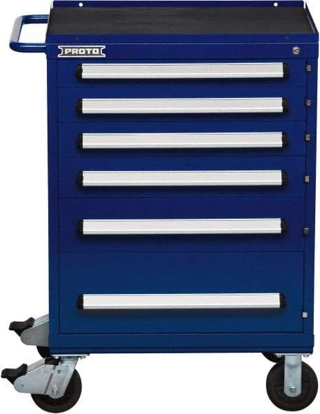 Proto - 6 Drawer Steel Tool Roller Cabinet - 30" Wide x 42-1/2" High x 21-3/8" Deep, Ball Bearing Drawer Slides, Blue - Eagle Tool & Supply