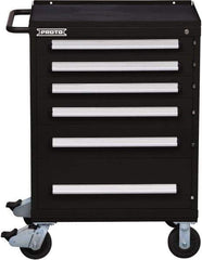 Proto - 6 Drawer Steel Tool Roller Cabinet - 30" Wide x 42-1/2" High x 21-3/8" Deep, Ball Bearing Drawer Slides, Black - Eagle Tool & Supply