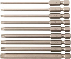 Wiha - 9 Piece, Bit Set - 1/4" Hex Drive, Torx Point - Eagle Tool & Supply