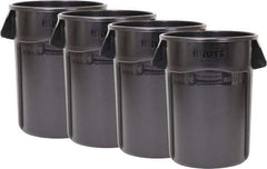 Rubbermaid - 55 Gal Gray Round Trash Can - Polyethylene, None Graphic, 33.2" High, Lid Not Included - Eagle Tool & Supply