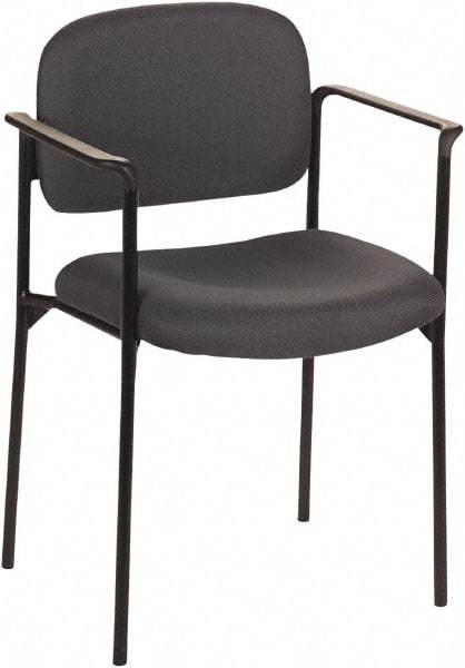 Basyx - Fabric Charcoal Stacking Chair - Black Frame, 23-1/4" Wide x 21" Deep x 32-3/4" High - Eagle Tool & Supply