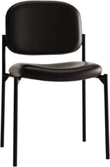 Basyx - Leather Black Stacking Chair - Black Frame, 21-1/4" Wide x 21" Deep x 32-3/4" High - Eagle Tool & Supply