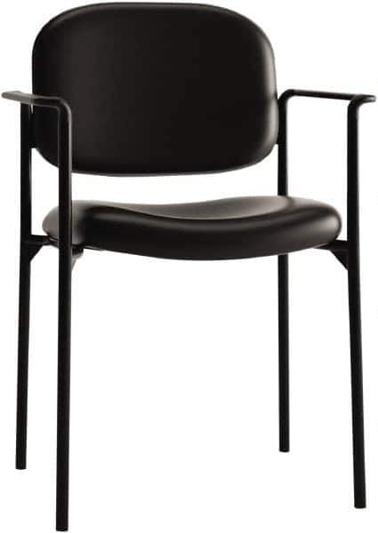 Basyx - Leather Black Stacking Chair - Black Frame, 23-1/4" Wide x 21" Deep x 32-3/4" High - Eagle Tool & Supply