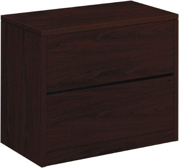 Hon - 36" Wide x 29-1/2" High x 20" Deep, 2 Drawer Lateral File - Woodgrain Laminate, Mahogany - Eagle Tool & Supply