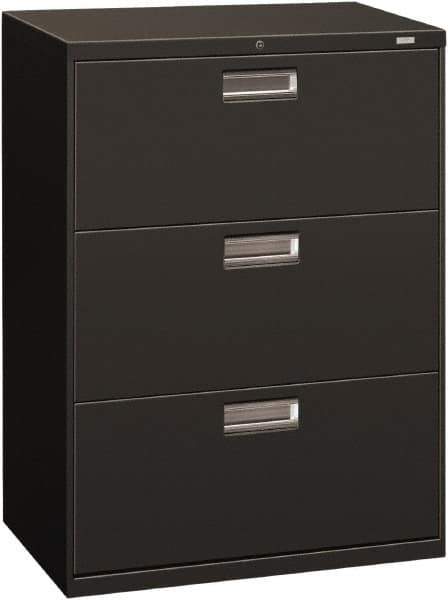 Hon - 30" Wide x 40.88" High x 19-1/4" Deep, 3 Drawer Roll-Out - Steel, Charcoal - Eagle Tool & Supply