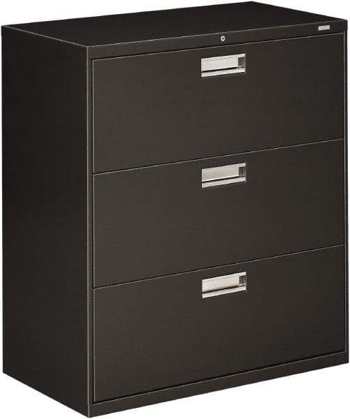 Hon - 36" Wide x 40.88" High x 19-1/4" Deep, 3 Drawer Lateral File - Steel, Charcoal - Eagle Tool & Supply