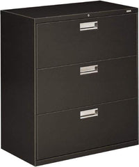 Hon - 36" Wide x 40.88" High x 19-1/4" Deep, 3 Drawer Lateral File - Steel, Charcoal - Eagle Tool & Supply