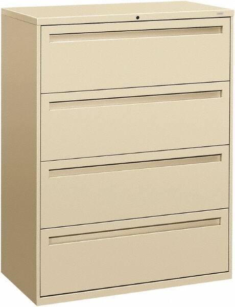 Hon - 42" Wide x 53-1/4" High x 19-1/4" Deep, 4 Drawer Lateral File - Steel, Putty - Eagle Tool & Supply