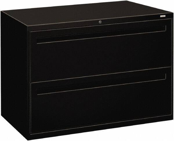 Hon - 42" Wide x 28.38" High x 19-1/4" Deep, 2 Drawer Lateral File - Steel, Black - Eagle Tool & Supply