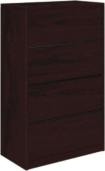 Hon - 36" Wide x 59.13" High x 20" Deep, 4 Drawer Lateral File - Woodgrain Laminate, Mahogany - Eagle Tool & Supply