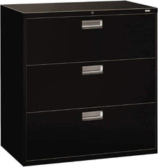 Hon - 42" Wide x 40.88" High x 19-1/4" Deep, 3 Drawer Lateral File - Steel, Black - Eagle Tool & Supply