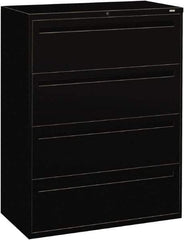 Hon - 42" Wide x 53-1/4" High x 19-1/4" Deep, 4 Drawer Lateral File - Steel, Black - Eagle Tool & Supply