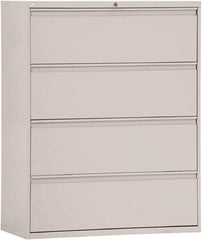 ALERA - 42" Wide x 53-1/4" High x 19-1/4" Deep, 4 Drawer Lateral File - Steel, Light Gray - Eagle Tool & Supply