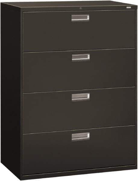 Hon - 42" Wide x 53-1/4" High x 19-1/4" Deep, 4 Drawer Lateral File - Steel, Charcoal - Eagle Tool & Supply