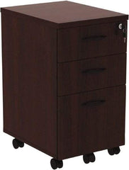 ALERA - 15.88" Wide x 28.38" High x 20-1/2" Deep, 3 Drawer Pedestal - Woodgrain Laminate, Mahogany - Eagle Tool & Supply