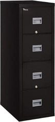 FireKing - 17-3/4" Wide x 52-3/4" High x 25" Deep, 4 Drawer Pedestal - Steel, Black - Eagle Tool & Supply