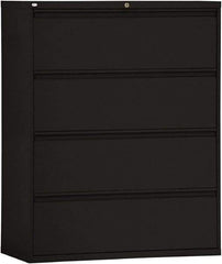 ALERA - 42" Wide x 53-1/4" High x 19-1/4" Deep, 4 Drawer Lateral File - Steel, Black - Eagle Tool & Supply