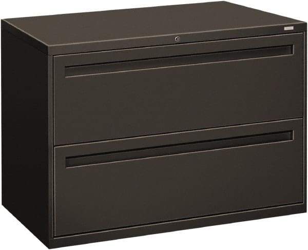 Hon - 42" Wide x 28.38" High x 19-1/4" Deep, 2 Drawer Lateral File - Steel, Charcoal - Eagle Tool & Supply